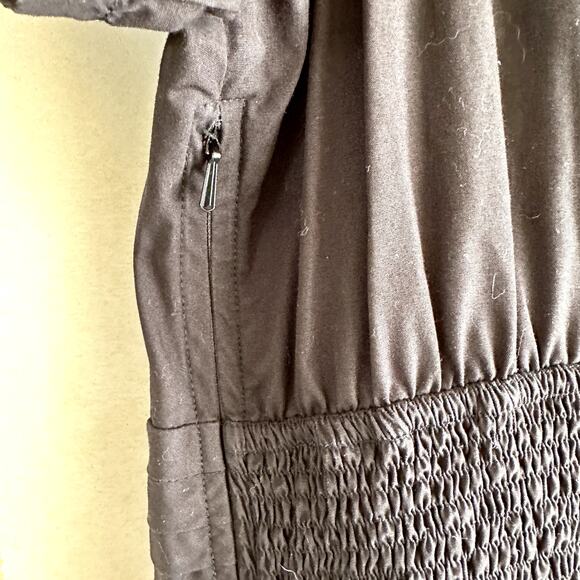 Eshakti Surplice Midi Dress Embroidered Collar 100% Cotton Pockets Black 3X 24W - Picture 3 of 7